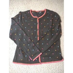 Etoile Women's Black Polka Dot Retro Button Up Cardigan Y2K